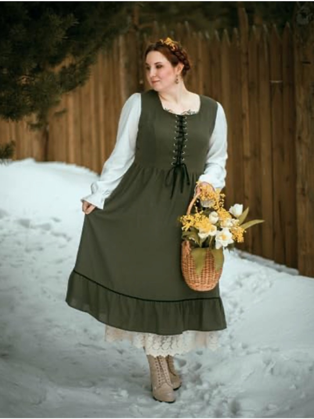 NWT SCARLET DARKNESS Medieval Renaissance Midi Dress Modest Peasant Ren Faire XL